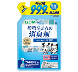 LION 슈슈토 식물 반려동물 탈취제 무향료 리필용 320ml