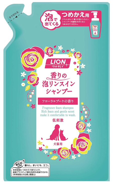 LION 반려동물 거품 샴푸린스 플로랄부케향 리필 360ml